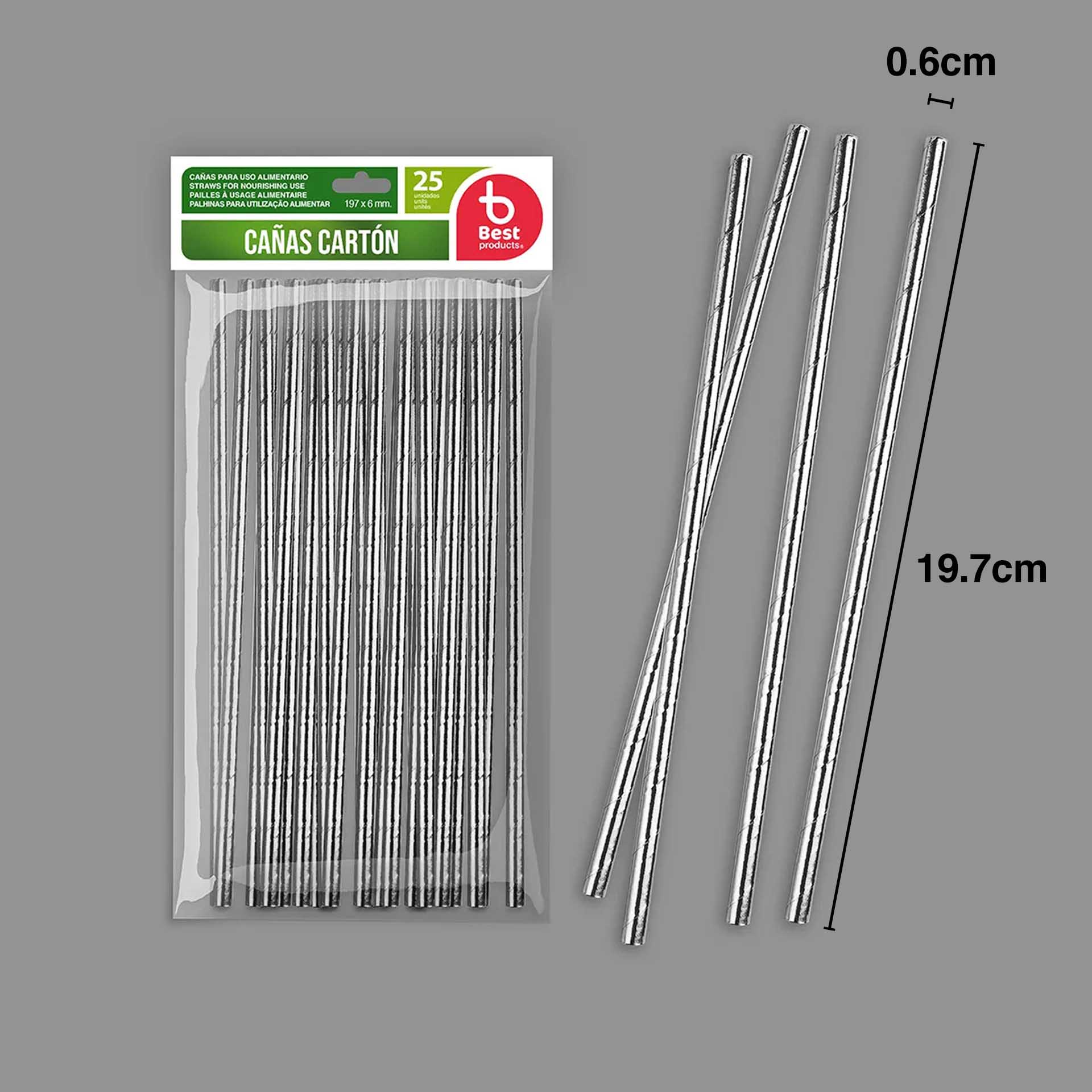 Palhinha Cartão Prateado 19.7X0.6cm Pack 25