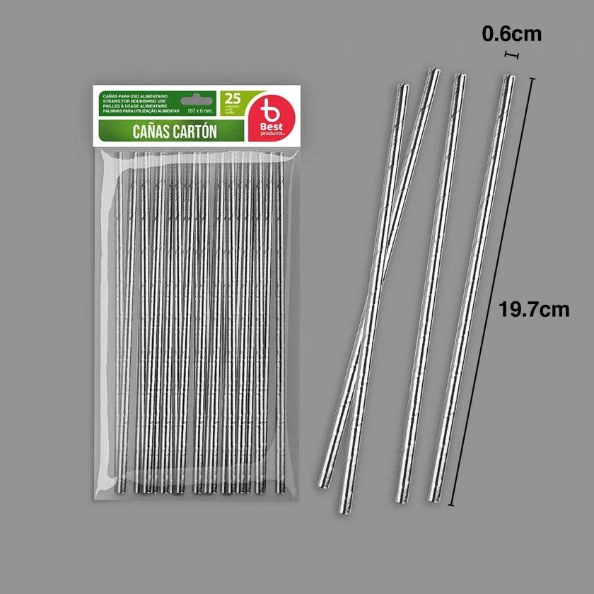 Palhinha Cartão Prateado 19.7X0.6cm Pack 25 Palhinha Cartão Prateado 19.7X0.6cm Pack 25
