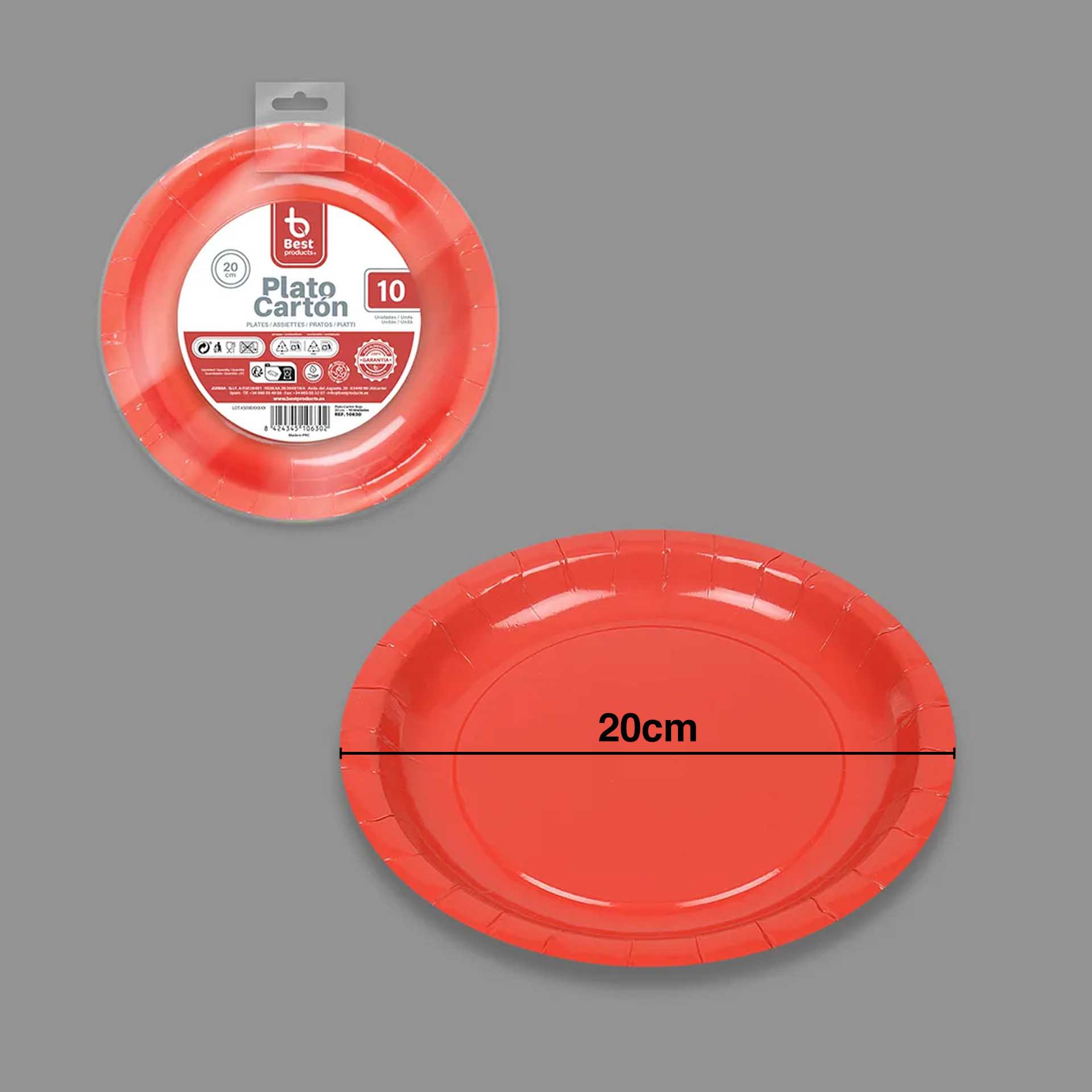 Prato Cartão 20cm Pack 10