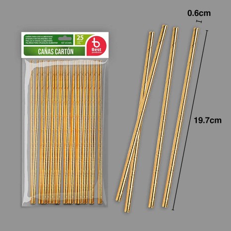 Palhinha Cartão Dourado 19.7X0.6cm Pack 25 - Image product