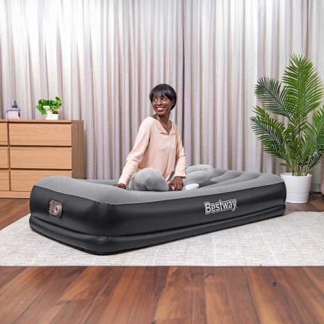 Colchão Ar Insuflável Individual com Bomba Bestway Cinza 150kg 191X97X36cm - Image product
