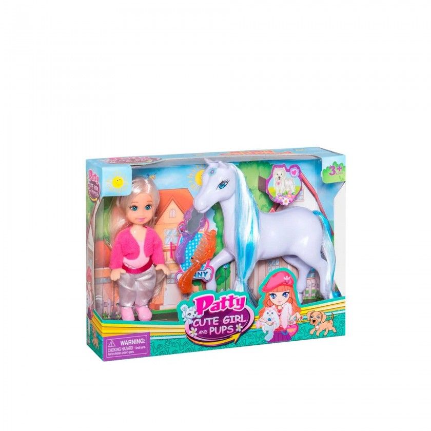 Boneca com Cavalo 13cm Boneca com Cavalo 13cm