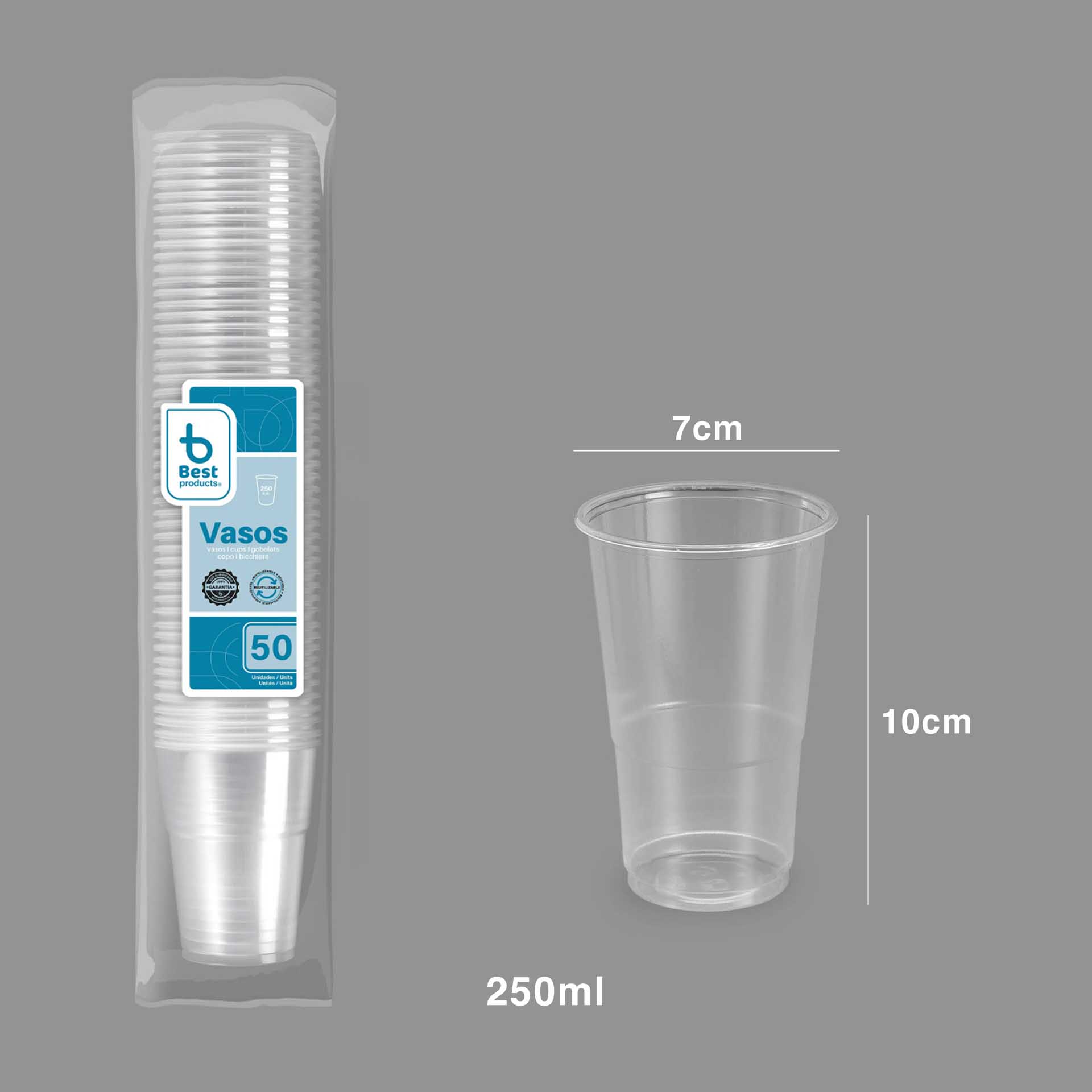 Copo Plástico Transparente 250ml Pack 50