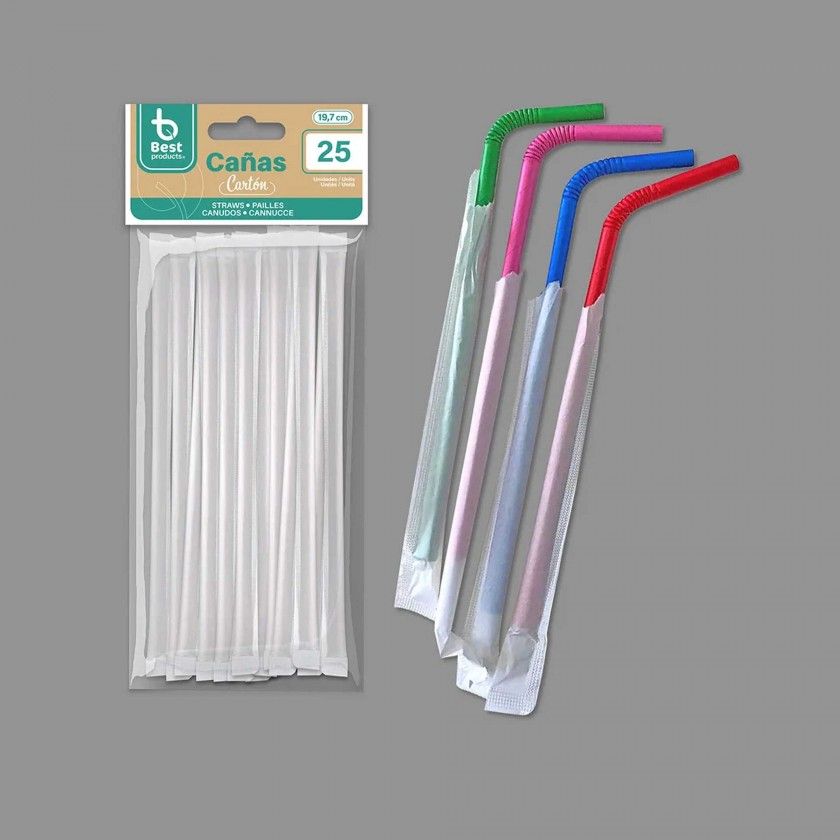 Palhinha Cartão Flexível Embalado Papel Cores 19.7X0.6cm Pack 25 Palhinha Cartão Flexível Embalado Papel Cores 19.7X0.6cm Pack 25