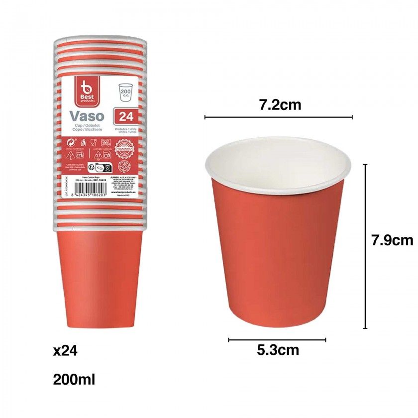 Copo Cartão 200ml 7.2X5.3X7.9cm Pack 24 Copo Cartão 200ml 7.2X5.3X7.9cm Pack 24