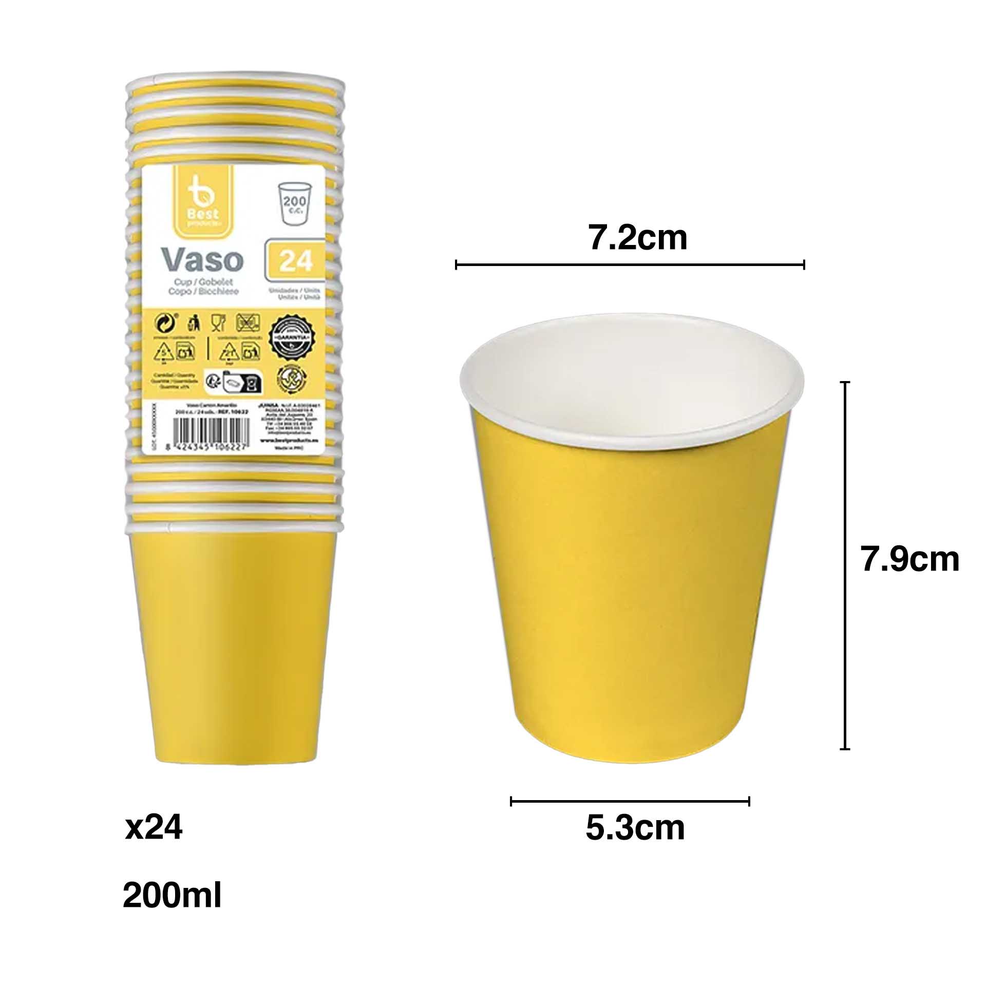 Copo Cartão 200ml 7.2X5.3X7.9cm Pack 24