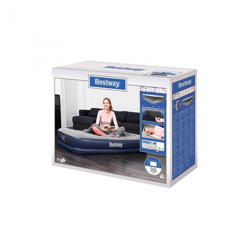 Colchão Insuflável Solteiro com Bomba 191X97X36CM Colchão Insuflável Solteiro com Bomba 191X97X36CM