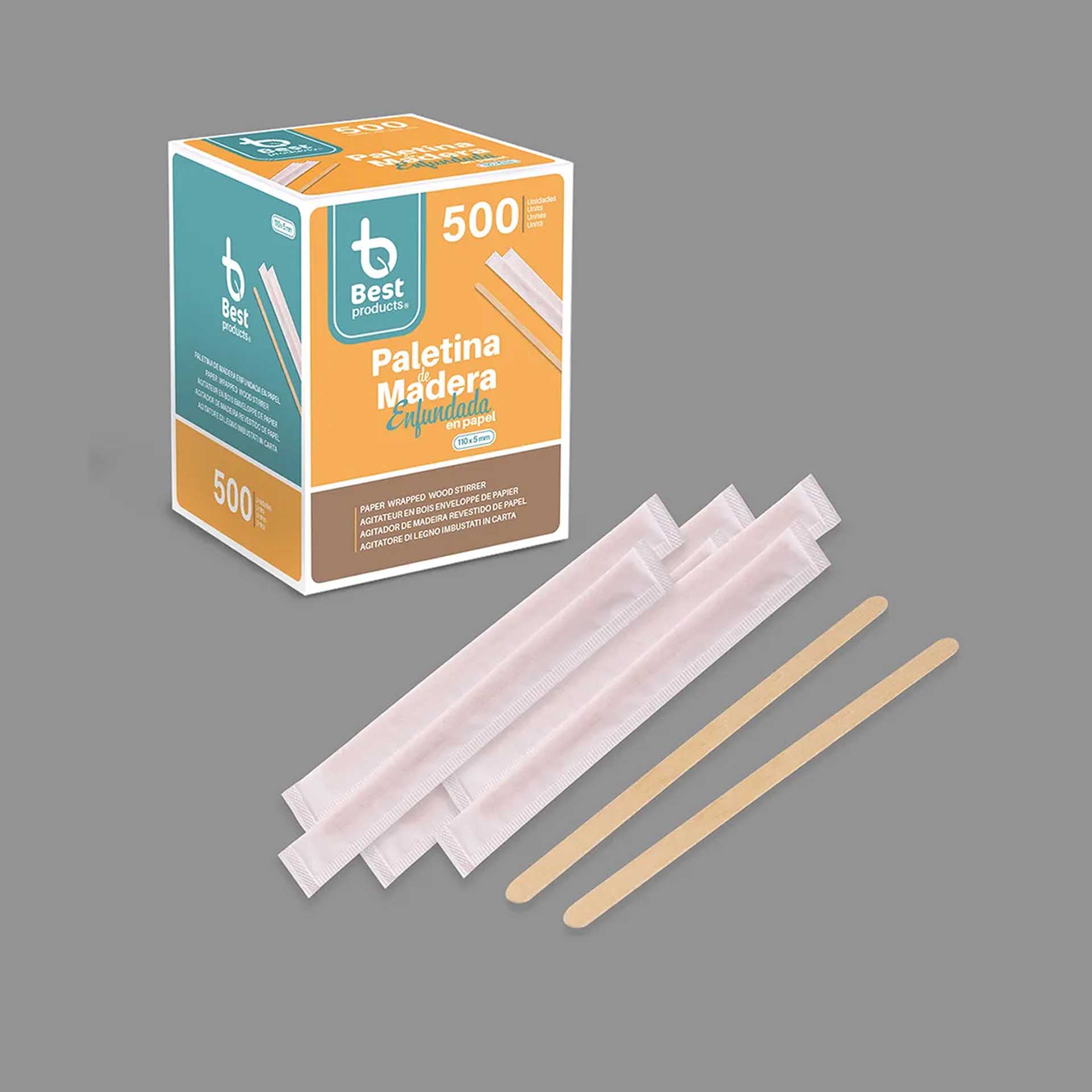Mexedor Café Madeira Embalado Papel 11X0.5cm Pack 500