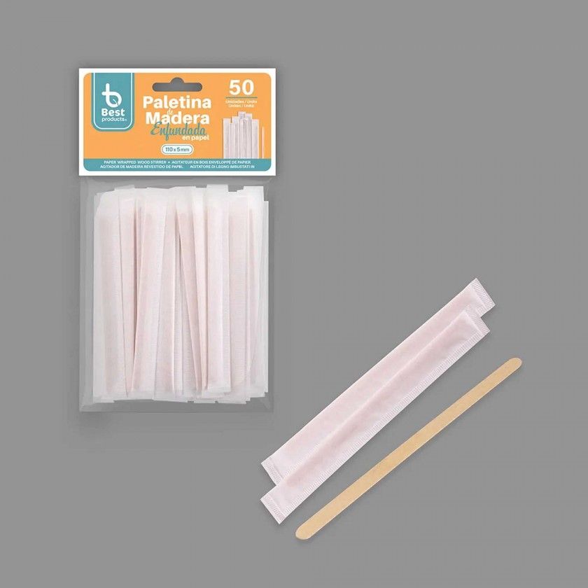 Mexedor Caf Madeira Embalado Papel 11X0.5cm Pack 50