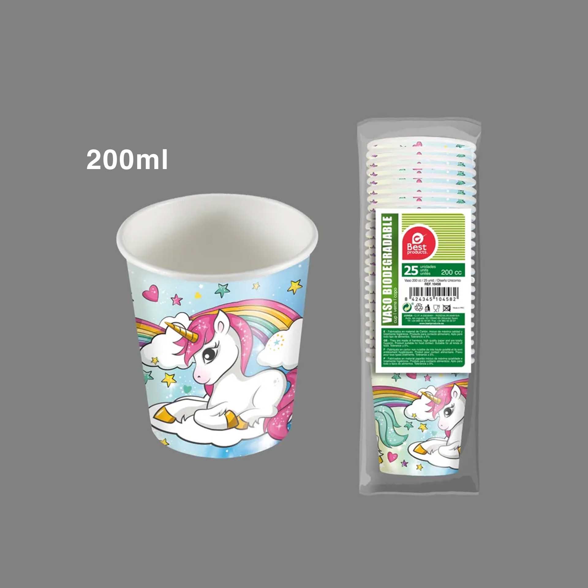 Copo Cartão Unicórnio 200ML Pack 25
