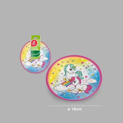 Prato Cartão Unicórnio 18cm Pack 6 - Image product