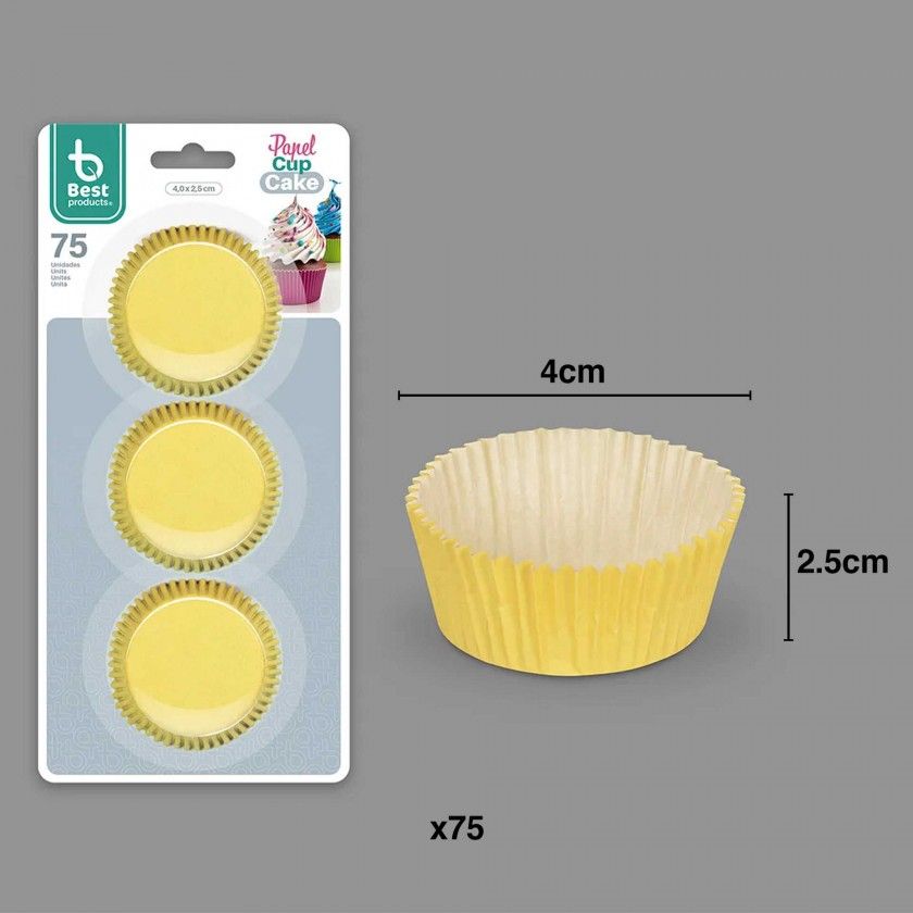 Forma Queque Amarelo 4X2.5cm Pack 75