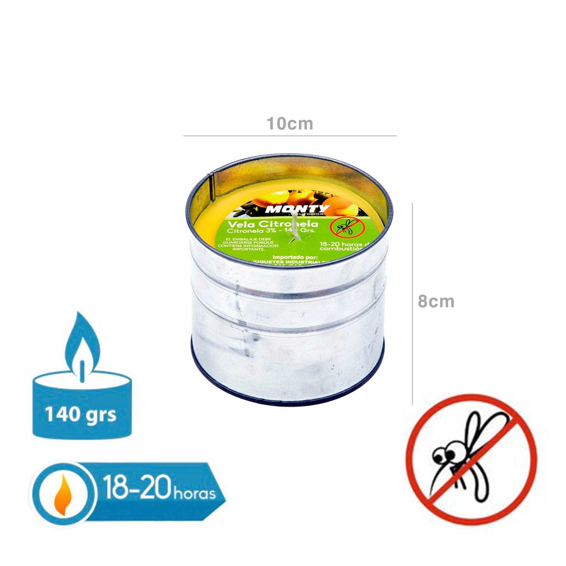 Vela Citronela Copo Lata 18-20H 140gr 10X8cm