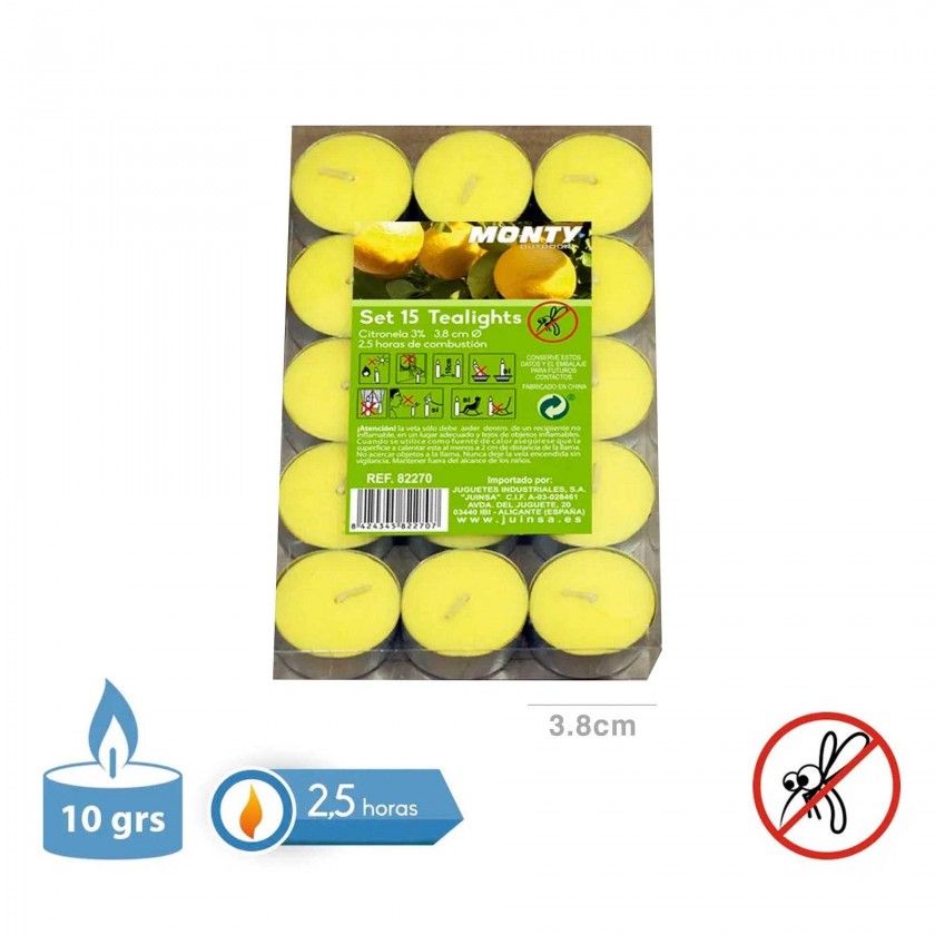 Tealights Citronela 2.5H 10gr 3.8X1.1cm Tealights Citronela 2.5H 10gr 3.8X1.1cm
