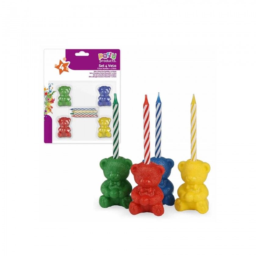 Vela Aniversário Urso Conjunto 4 Vela Aniversário Urso Conjunto 4
