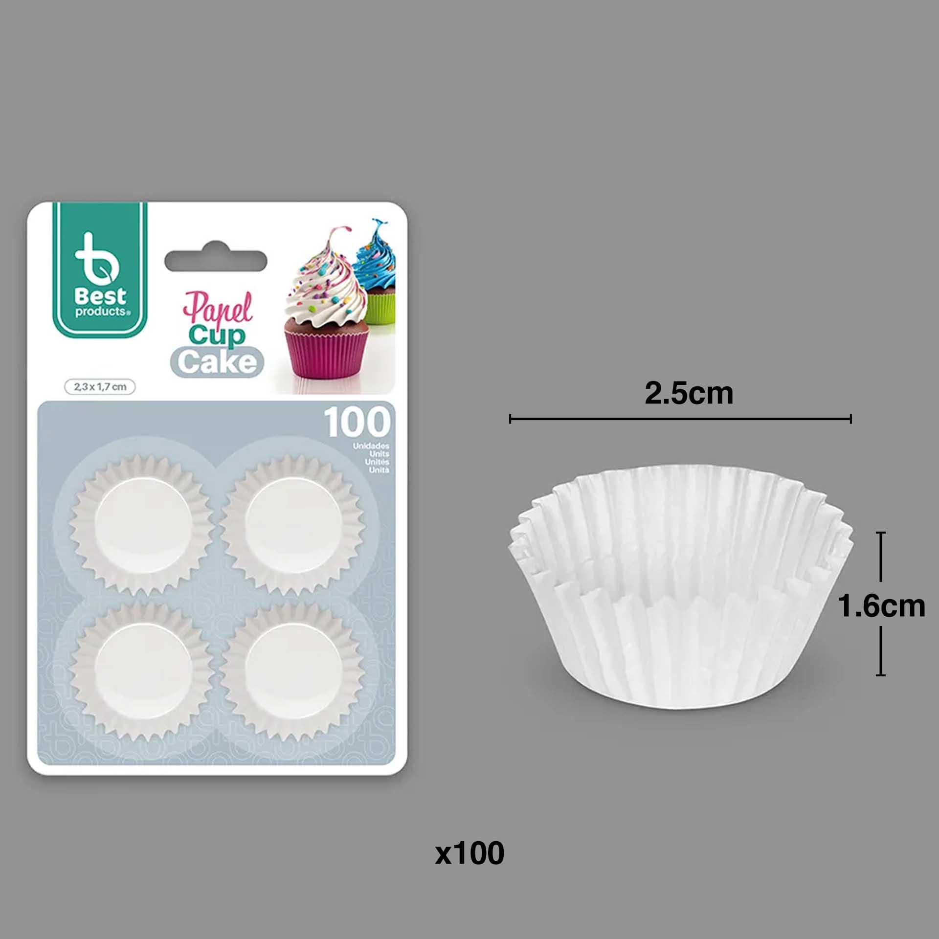 Forma Queque Branco 2.5X1.6cm Pack 100