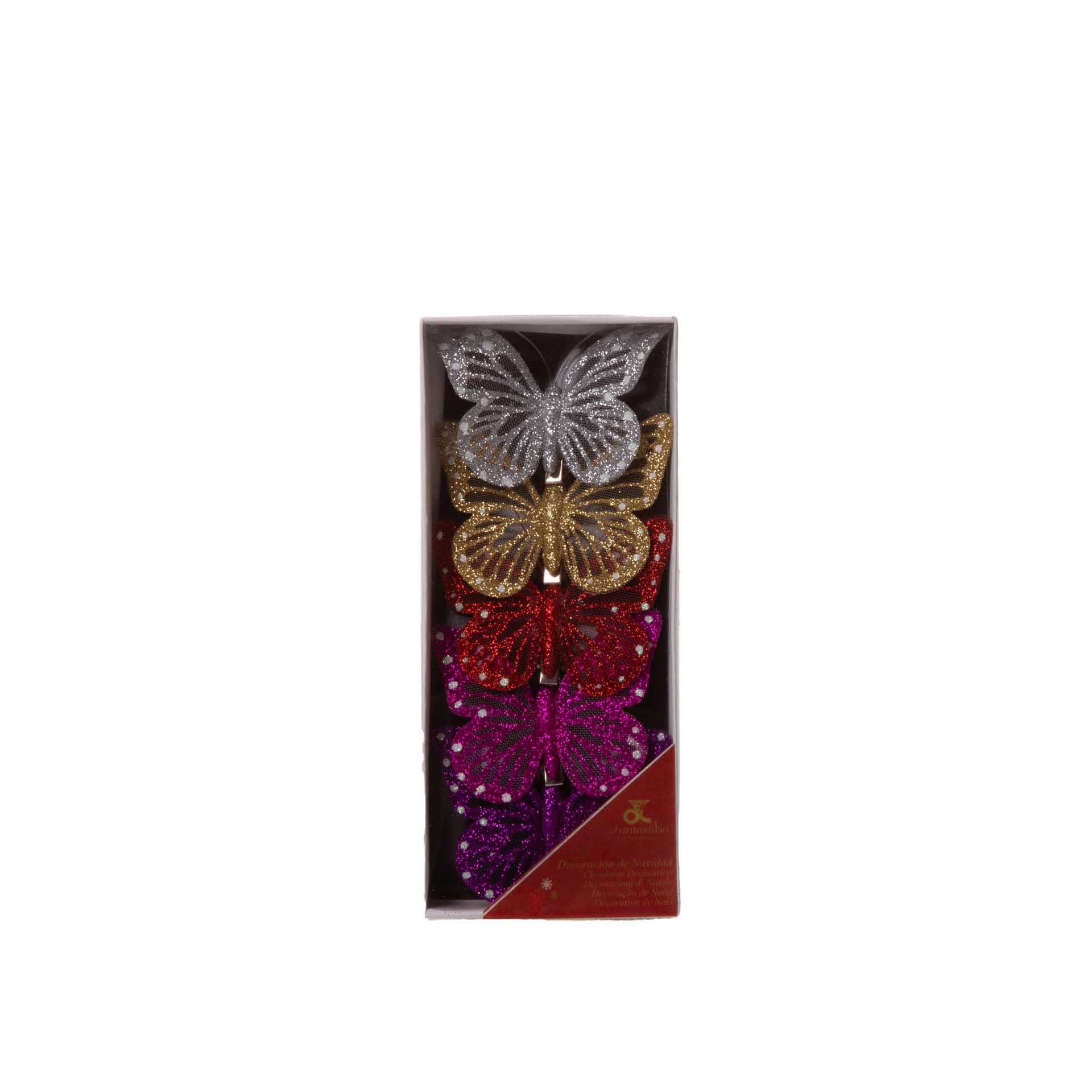 Borboleta com Clip Multicor 8cm Pack 5