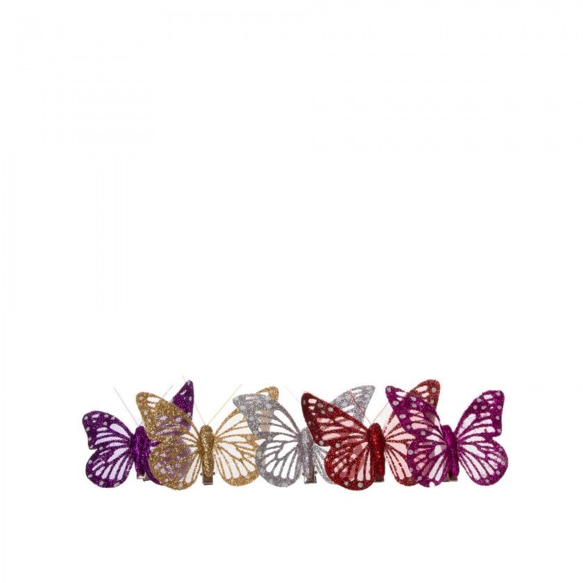 Borboleta com Clip Multicor 8cm Pack 5 Borboleta com Clip Multicor 8cm Pack 5