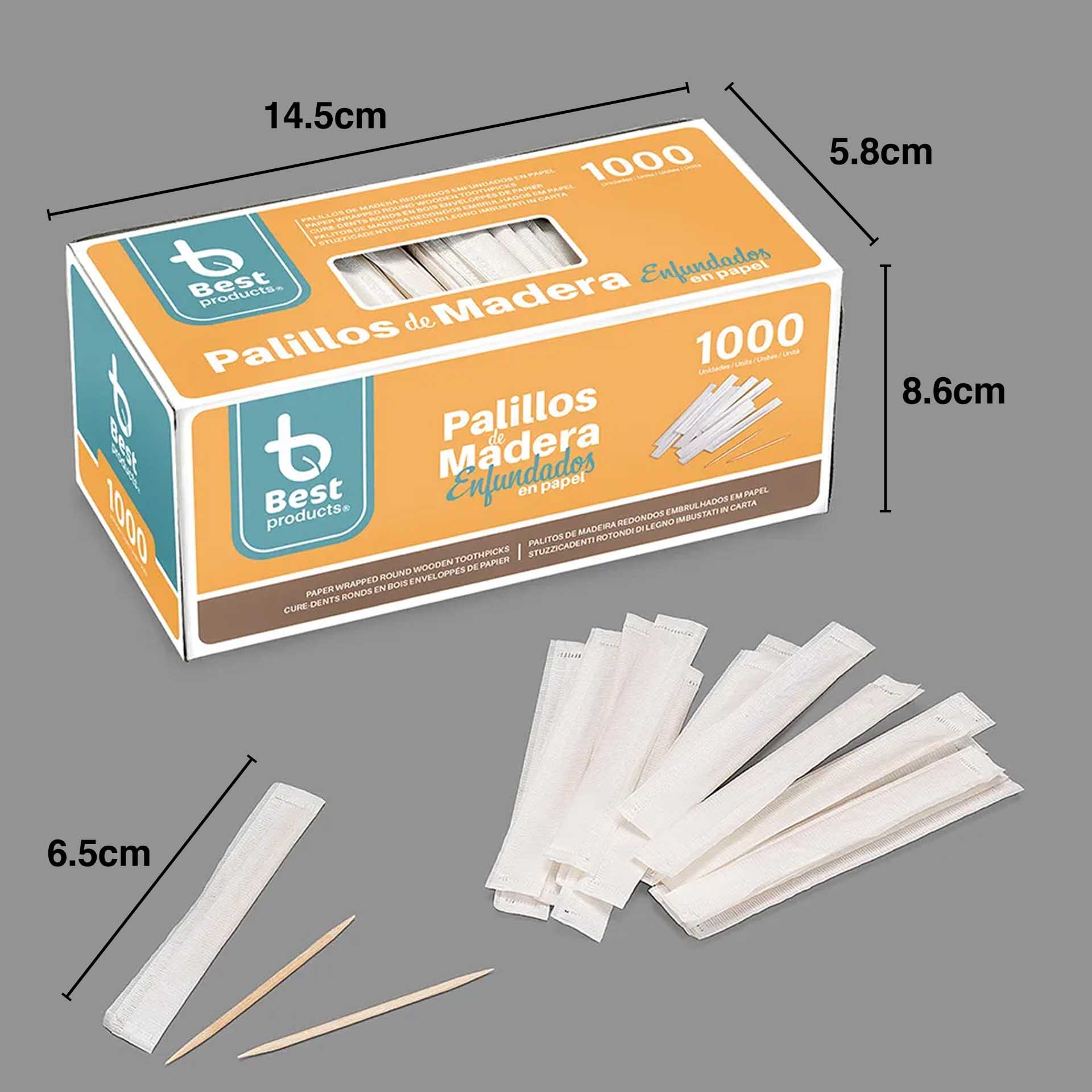 Palito Madeira Higiénico Embalado Papel 6.5cm Pack 1000