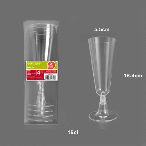 Copo Flute Reutilizável Plástico 150ml Pack 4 - Image product