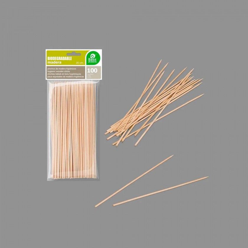 Espeto Madeira 20CM Pack 100