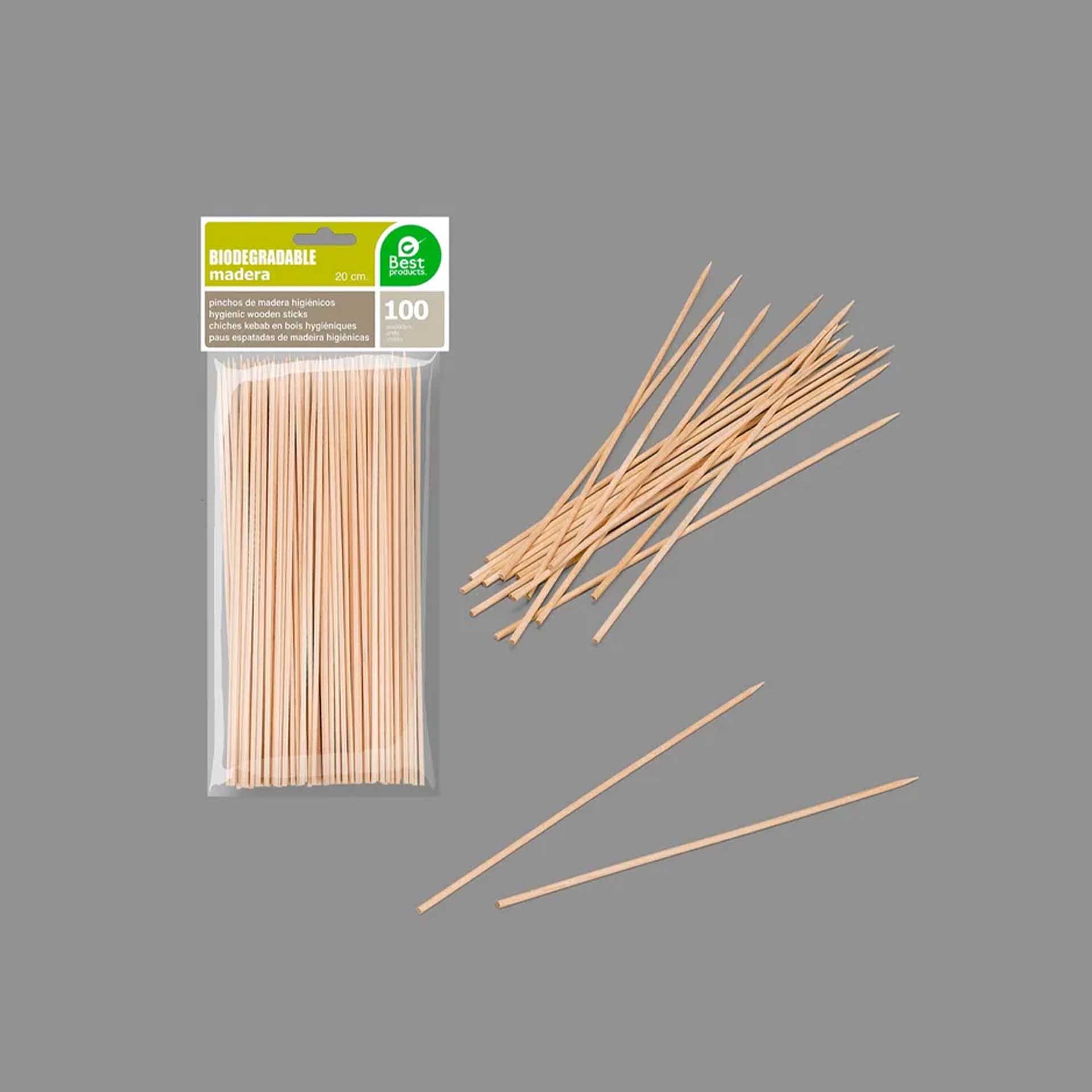 Espeto Madeira 20CM Pack 100