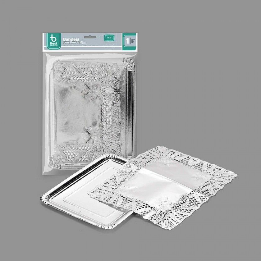 Naperon Papel com Bandeja Retangular Prateado Naperon Papel com Bandeja Retangular Prateado
