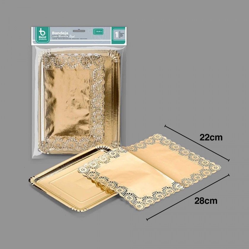 Naperon Papel com Bandeja Retangular Dourado Naperon Papel com Bandeja Retangular Dourado