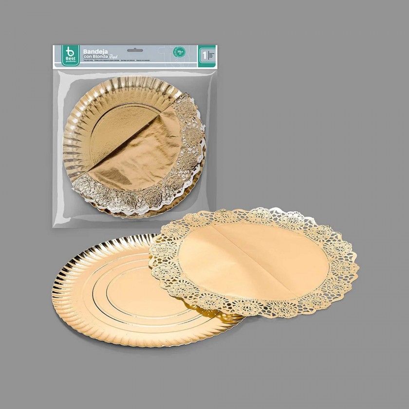 Naperon Papel com Bandeja Redondo Dourado Naperon Papel com Bandeja Redondo Dourado