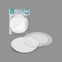 Naperon Papel com Bandeja Redondo Branco 16cm Pack 4