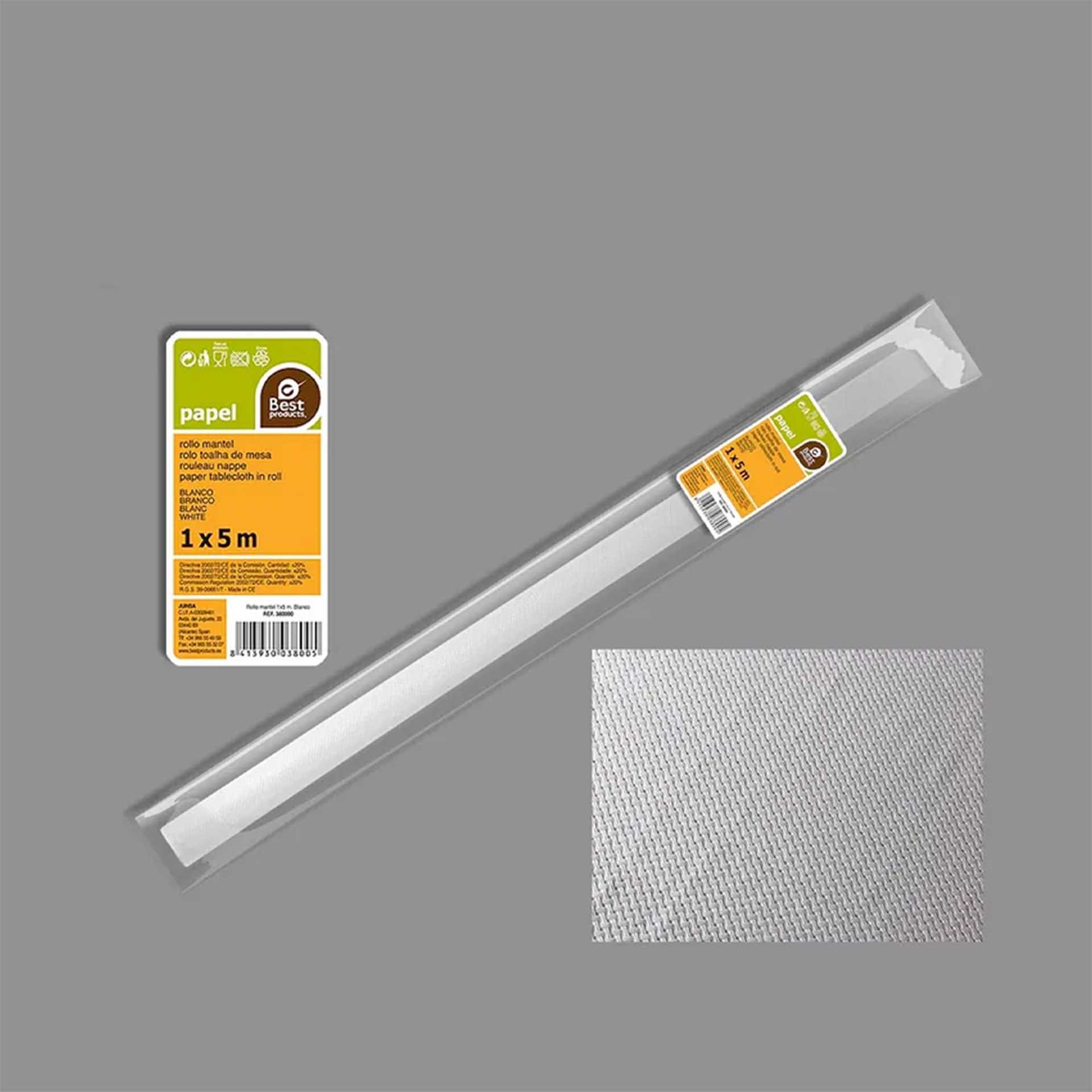 Rolo Toalha Mesa Papel Branco 5X1m