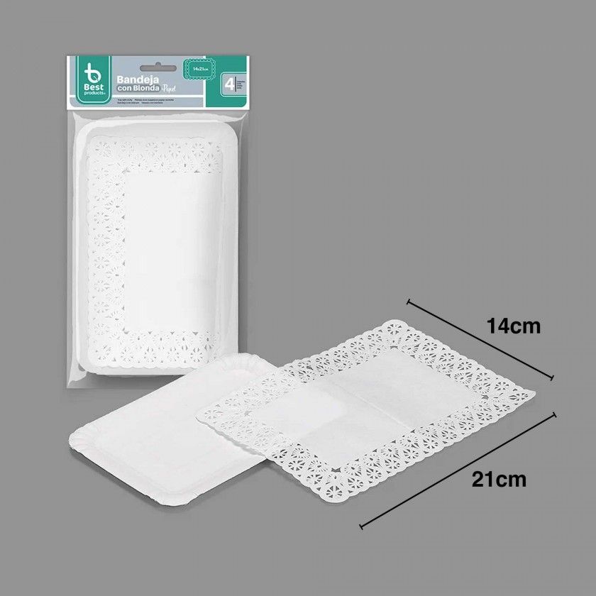 Naperon Papel com Bandeja Retangular Branco 14X21cm Pack 4 Naperon Papel com Bandeja Retangular Branco 14X21cm Pack 4