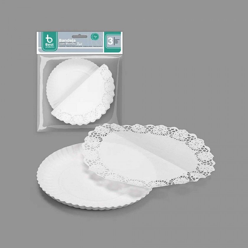 Naperon Papel com Bandeja Redondo Branco 21cm Pack 3 Naperon Papel com Bandeja Redondo Branco 21cm Pack 3