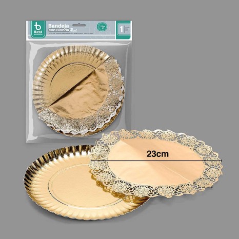 Naperon Papel com Bandeja Redondo Dourado - Image product