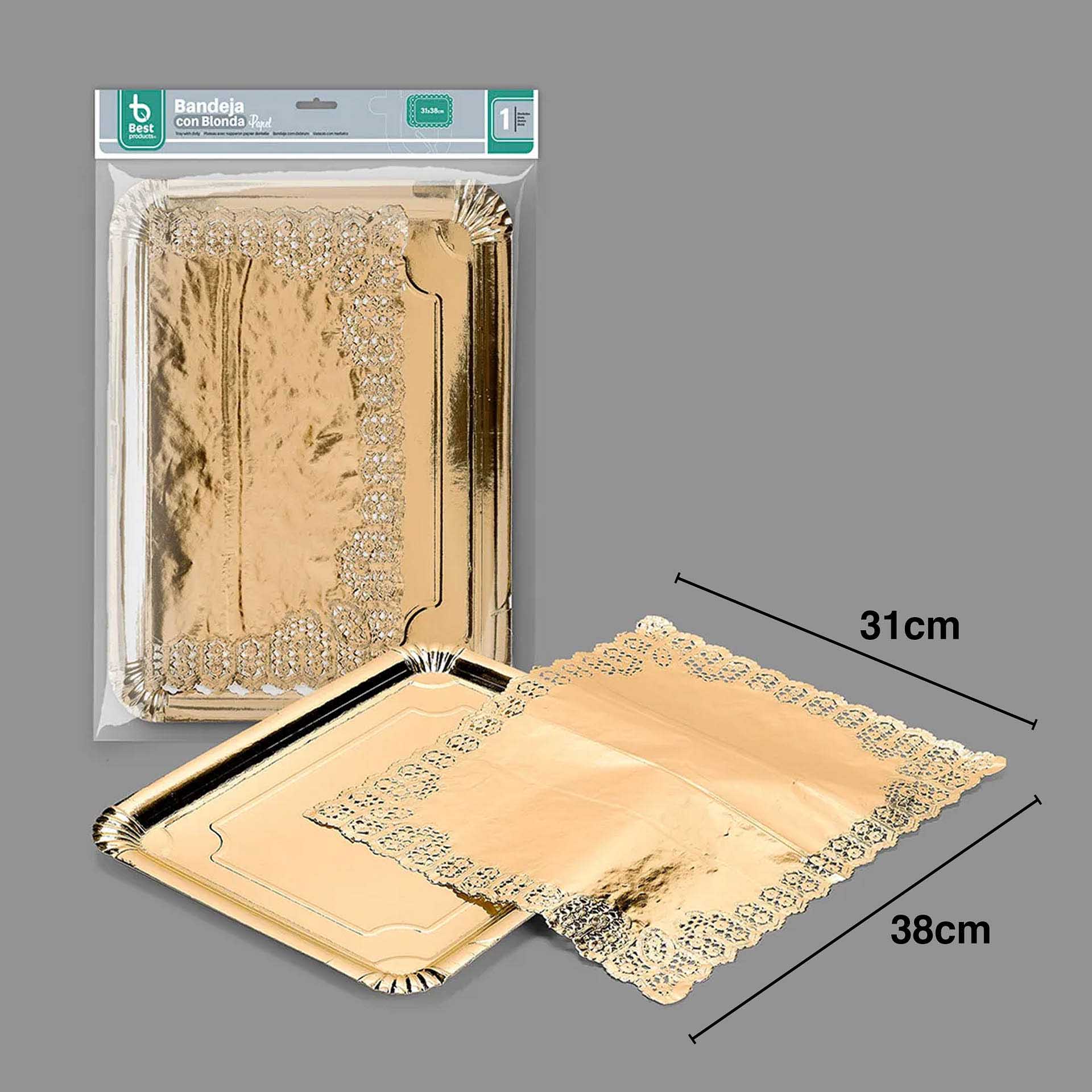 Naperon Papel com Bandeja Retangular Dourado