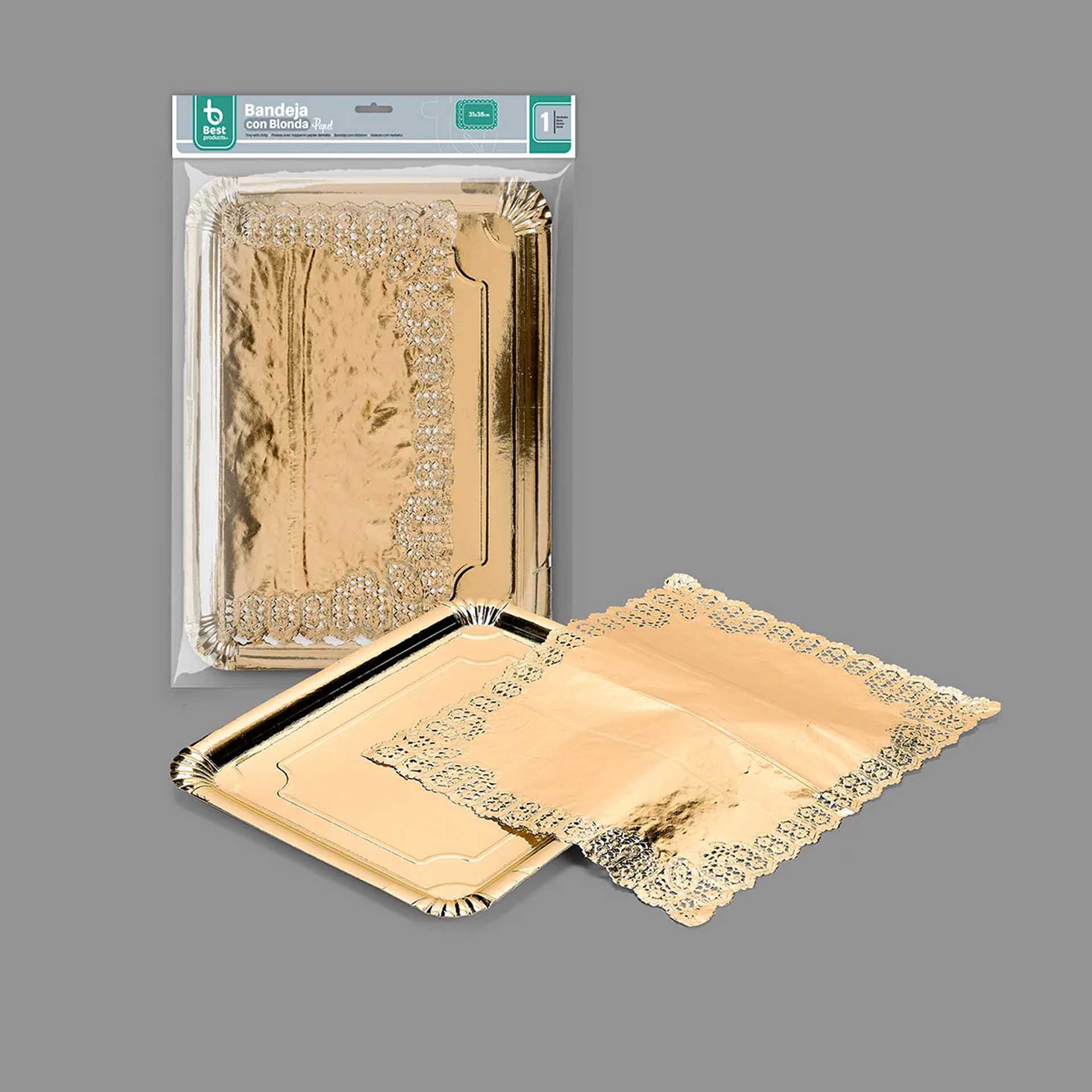 Naperon Papel com Bandeja Retangular Dourado