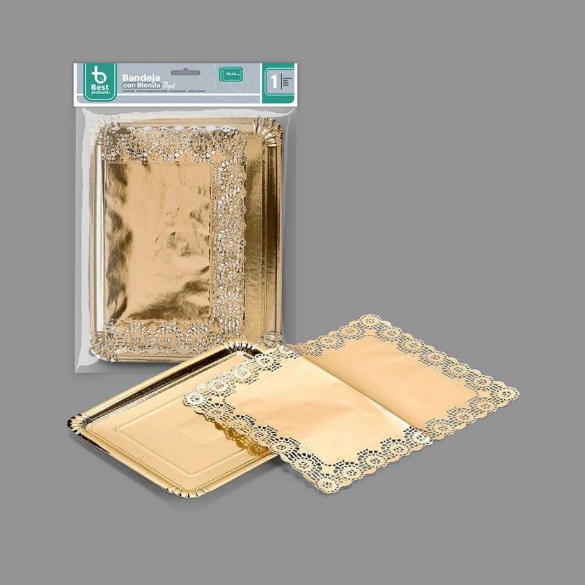 Naperon Papel com Bandeja Retangular Dourado Naperon Papel com Bandeja Retangular Dourado
