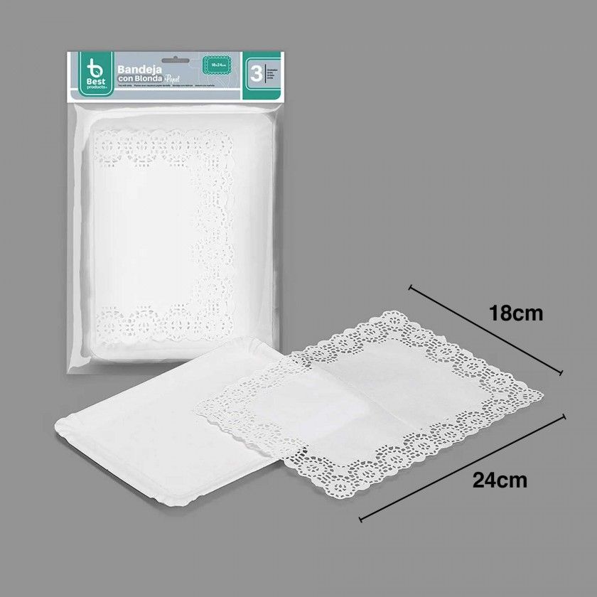 Naperon Papel com Bandeja Retangular Branco 18X24cm Pack 3 Naperon Papel com Bandeja Retangular Branco 18X24cm Pack 3