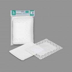 Naperon Papel com Bandeja Retangular Branco 18X24cm Pack 3