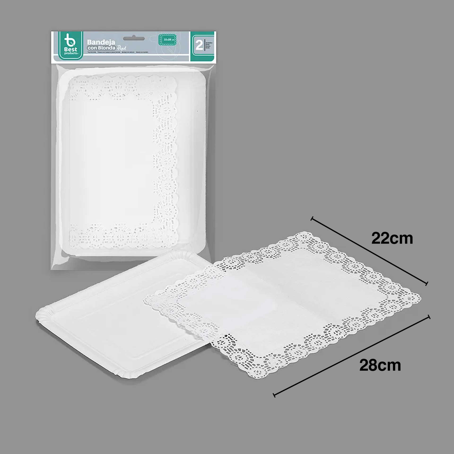 Naperon Papel com Bandeja Retangular Branco 22X28cm Pack 2