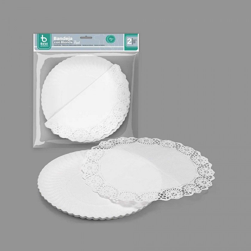 Naperon Papel com Bandeja Redondo Branco 25cm Pack 2 Naperon Papel com Bandeja Redondo Branco 25cm Pack 2