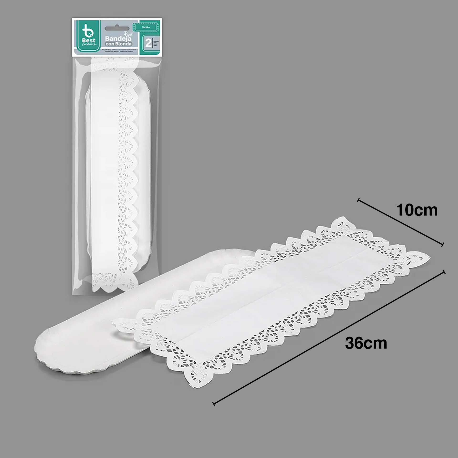 Naperon Papel com Bandeja Oval Branco 10X36cm Pack 2