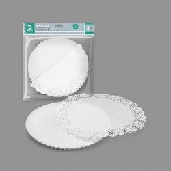 Naperon Papel com Bandeja Redondo Branco 25cm Pack 2