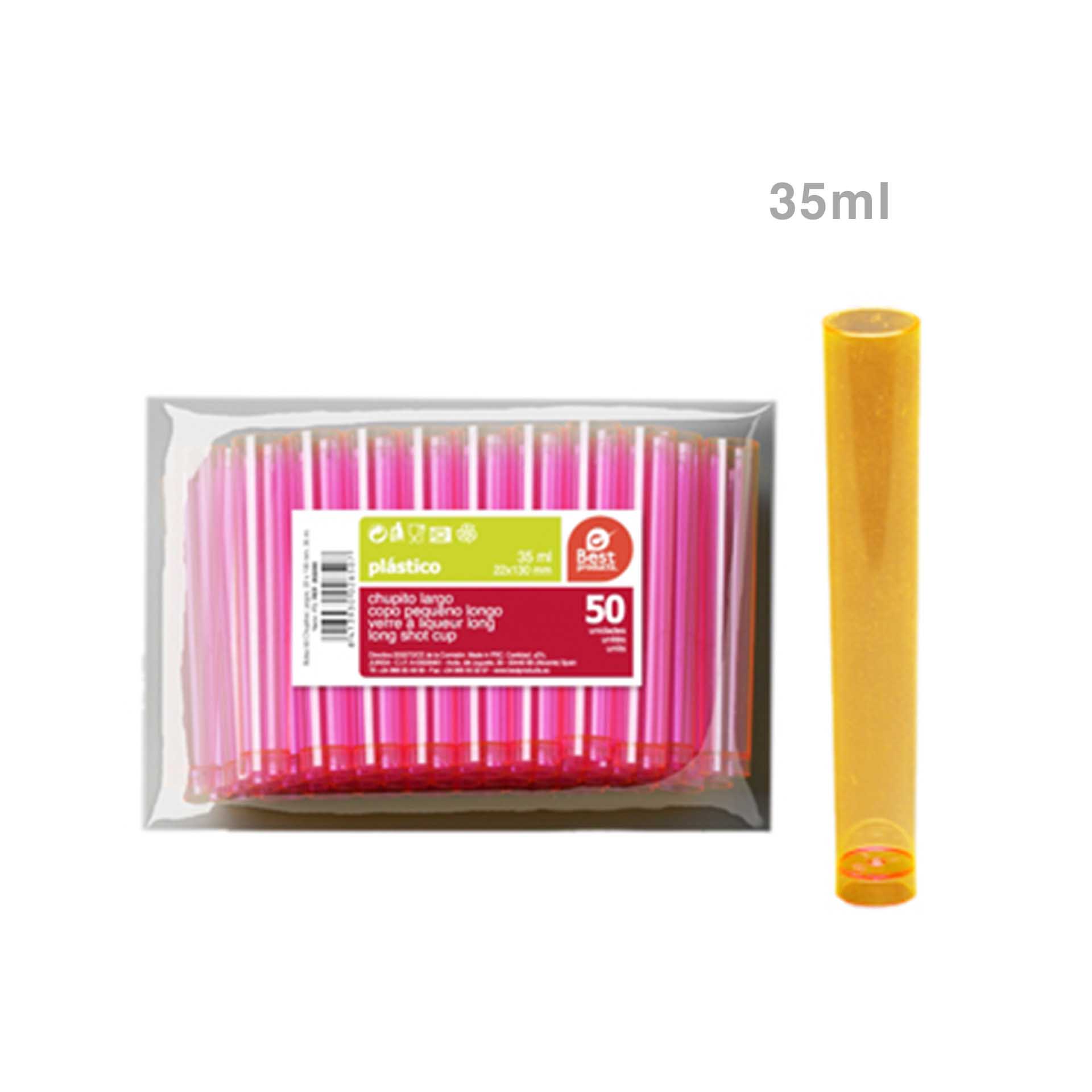 Copo Tubo Plástico Descartável Neon 35ML Pack 50