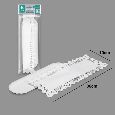 Naperon Papel com Bandeja Oval Branco 10X36cm Pack 2 - Image product