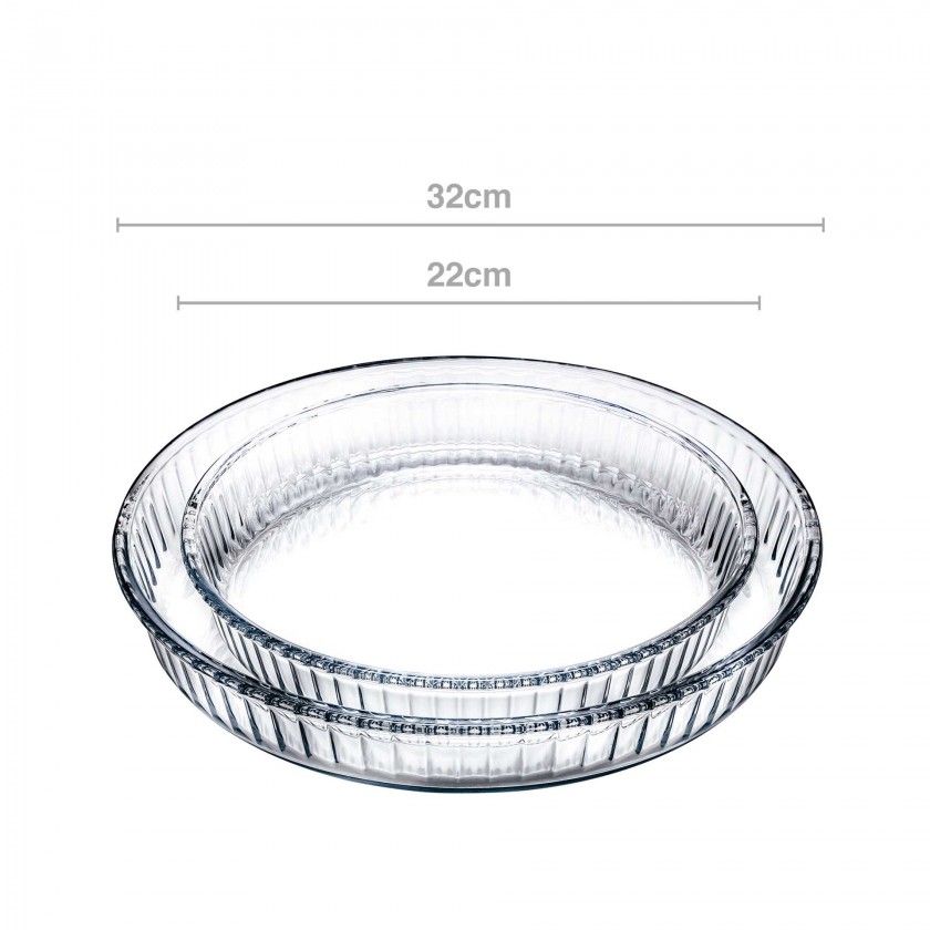 Assadeira Forno Vidro Redonda 26cm / 32cm Pack 2