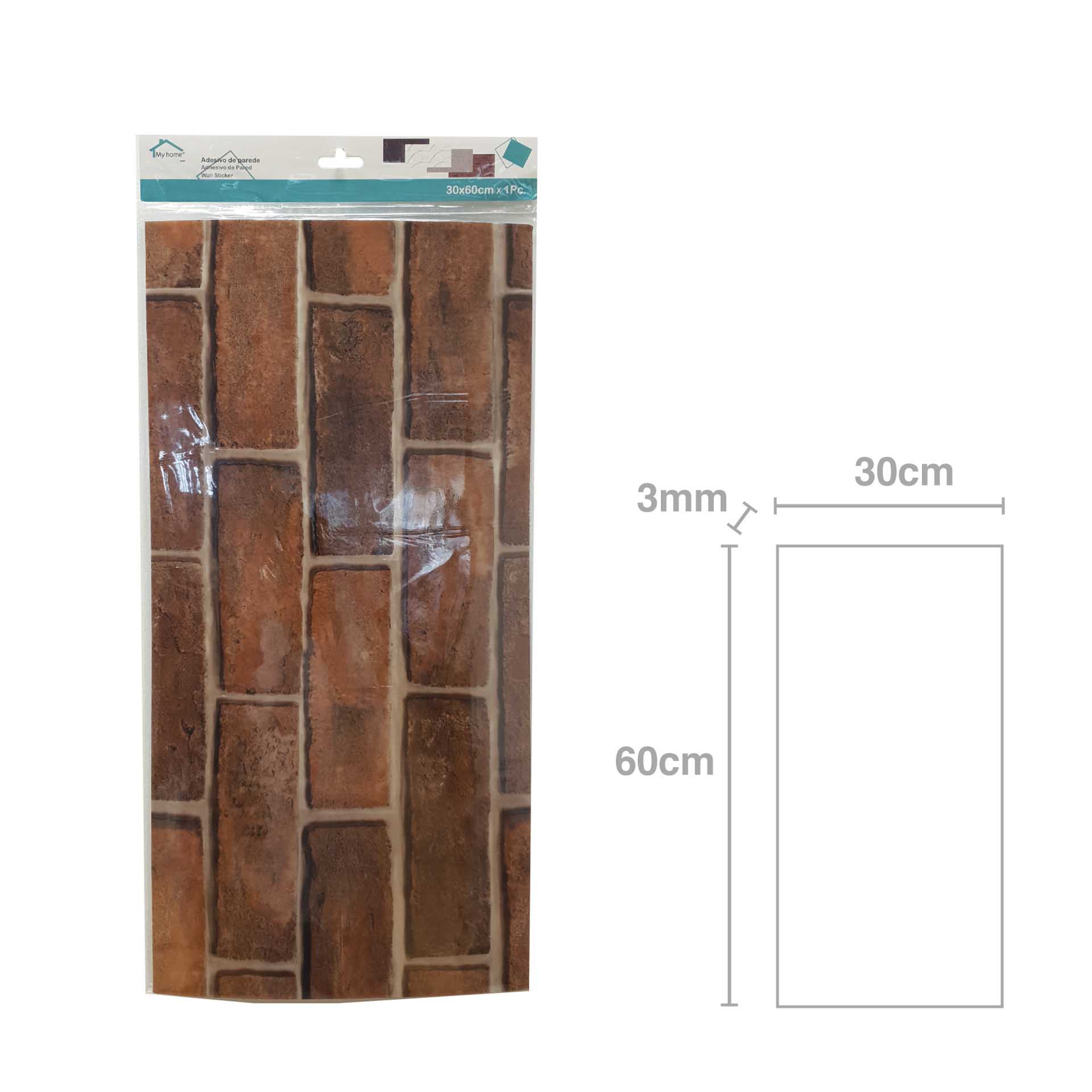 Adesivo Parede Efeito Tijolo 3mm / 30X60cm
