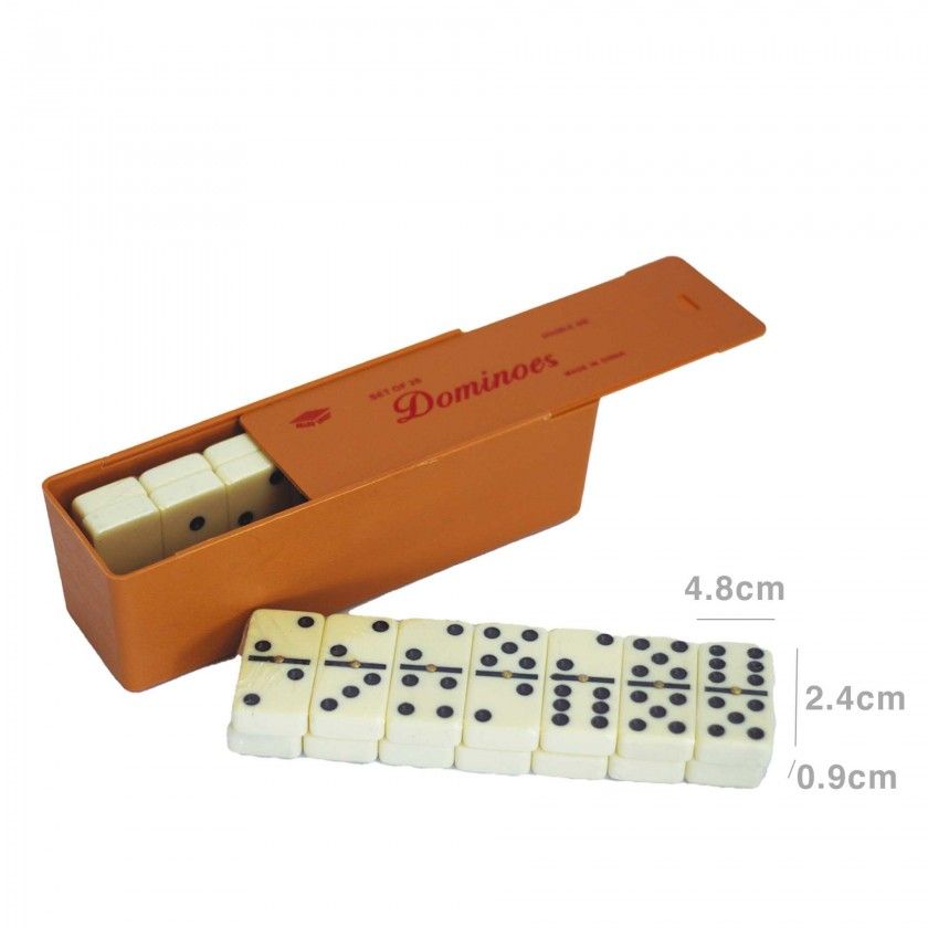 Jogo Dominó com 28 Peças Pequeno 4.8X2.4X0.9cm Jogo Dominó com 28 Peças Pequeno 4.8X2.4X0.9cm