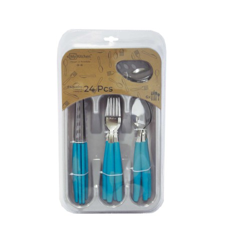 Talheres + Tabuleiro Turquesa 19.5X32.5X4.5cm Pack 25 - Image product