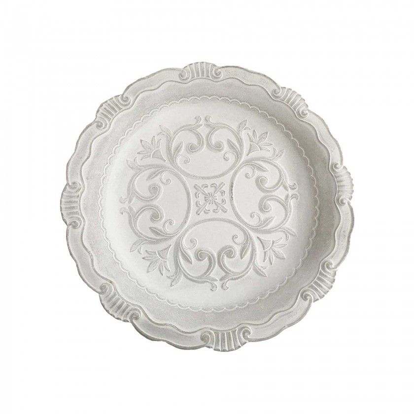Prato Decorativo Redondo Branco 49X6cm Prato Decorativo Redondo Branco 49X6cm